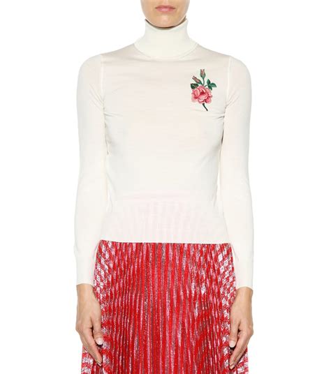 gucci womens turtlenecks|GUCCI Embroidered wool.